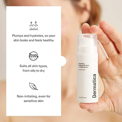The Nourishing KitDermatica Hyaluronic Acid Hydrating Face Serum with Vitamin B5 | Anti-Ageing and Anti-Wrinkle Skincare I Fast Absorbing Hydrating Serum for Dehydrated Skin | Fragrance Free Skin Care