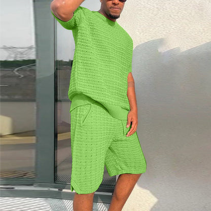 Men's Summer Suit Fashion Loose Men 2 Pieces Outfit Summer Hippie Shirt And Short Set